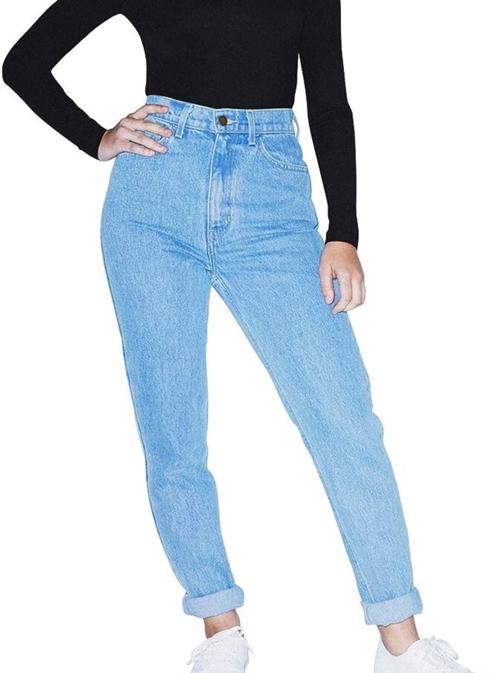 American Apparel | Women’s The High-Waist Light Wash Denim Mom Jean